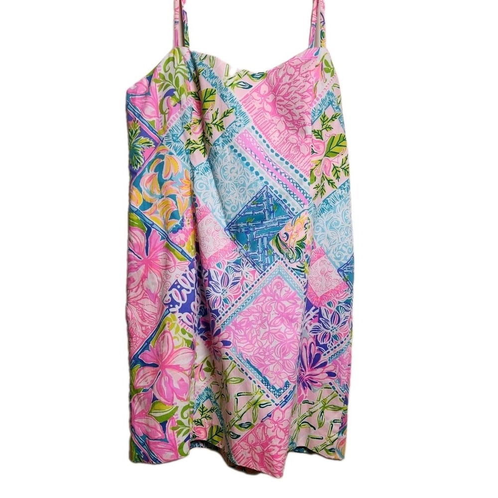 Lilly Pulitzer Shelli Stretch Dress Block Party Size 16 NWT Sweetheart Tie Back - Picture 2 of 10